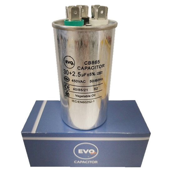 KONDENZATOR ZA KLIMU METALNI 30+2.5MF CBB65 EVO SP