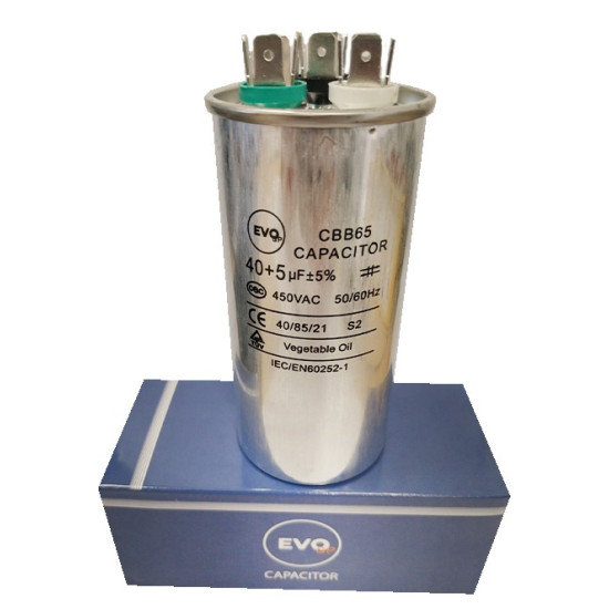 KONDENZATOR ZA KLIMU METALNI 40+5MF CBB65 EVO SP