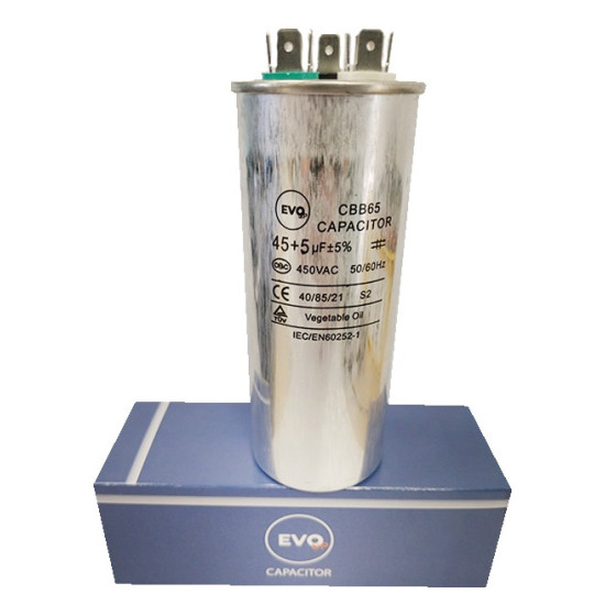 KONDENZATOR ZA KLIMU METALNI 45+5MF CBB65 EVO SP
