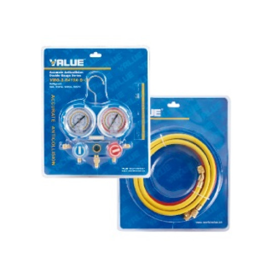 MANOMETAR 2/2 R-22 134A 404A 407C VALUE VMG-2-R22-B-02 /komplet creva 3x120cm