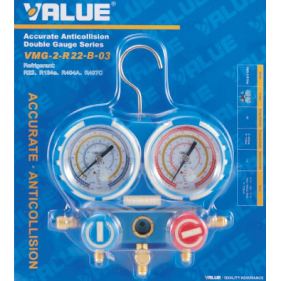 MANOMETAR 2/2 R-22 134A 404A 407C VALUE VMG-2-R22-B-03 F68