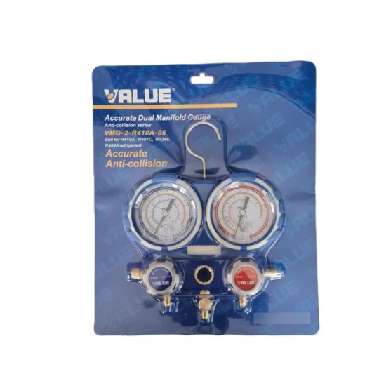 MANOMETAR 2/2 R-410a 407c 404a 134a VALUE VMG-2-R410a-03 komplet creva 3x150mm-410 freon